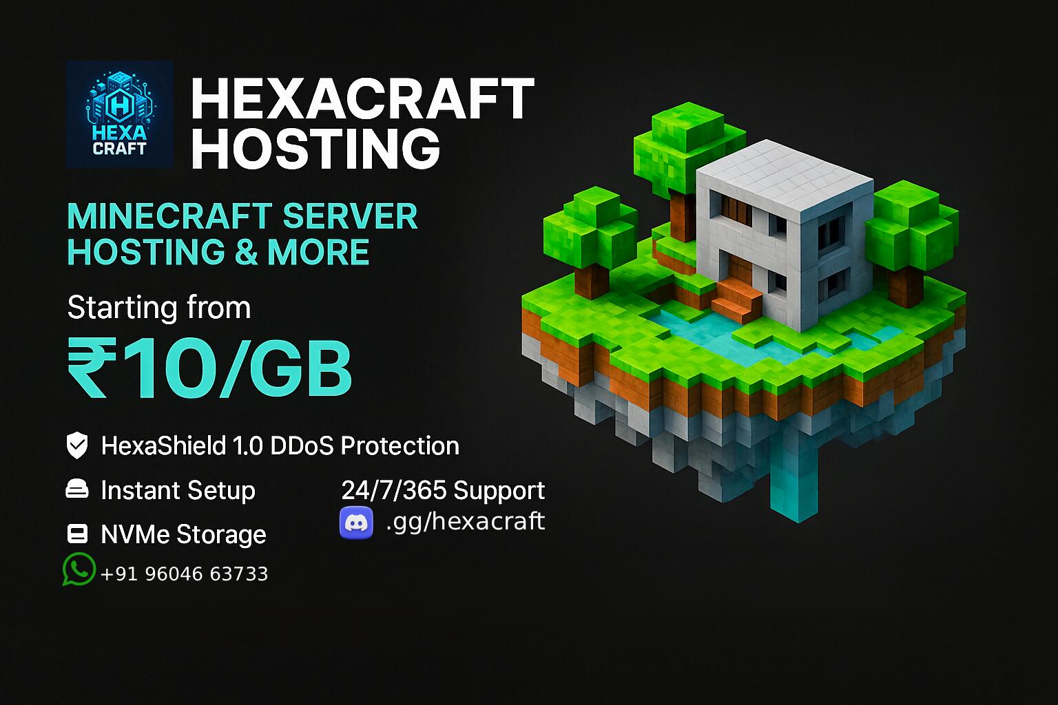Discovery splash banner for HexaCraft Discord server